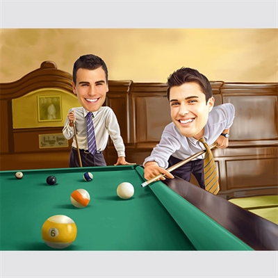 Pool Players Caricature from Photos - myDaVinci